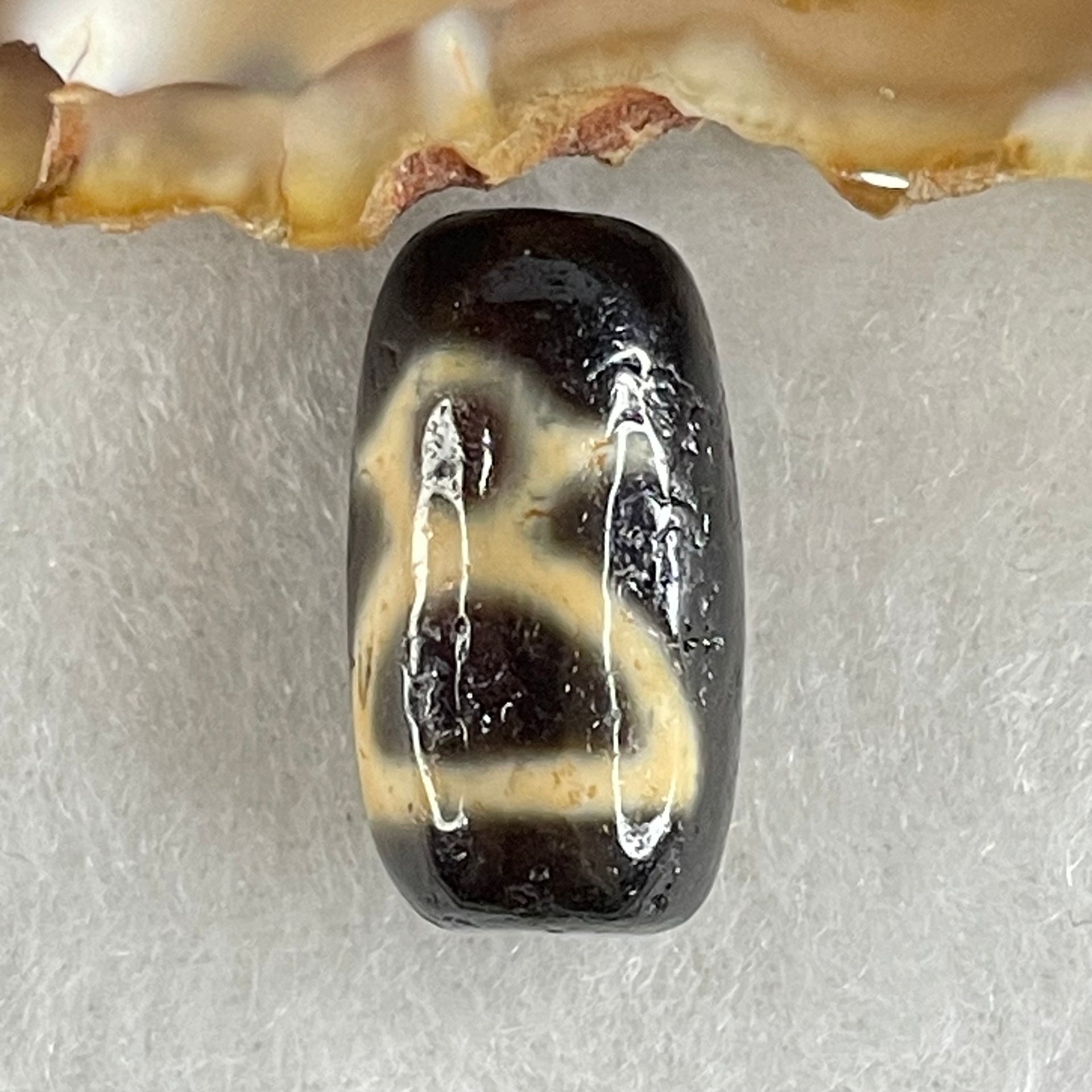 Natural Powerful Tibetan Old Oily Agate 2 Cai Shen Dzi Bead Heavenly Master (Tian Zhu) 3.32g 19.2 by 10.5mm - Huangs Jadeite and Jewelry Pte Ltd