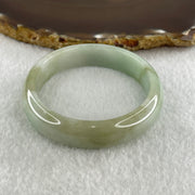 Natural Type A Light Green Faint Lavender Jadeite Oval Bangle 37.26g Inner Diameter 53.8mm 12.2 by 7.0mm (Slight Internal Lines) - Huangs Jadeite and Jewelry Pte Ltd