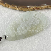 Type A Faint Green Lavender with Faint Yellow Patch Jadeite Bird with Flowers Pendant 79.61g 78.7 by 47.1 by 12.2mm - Huangs Jadeite and Jewelry Pte Ltd