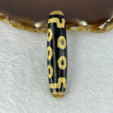 Natural Powerful Tibetan Old Oily Agate 10 Eyes Dzi Bead Heavenly Master (Tian Zhu) 十眼天诛 17.68g 59.4 by 14.0mm - Huangs Jadeite and Jewelry Pte Ltd