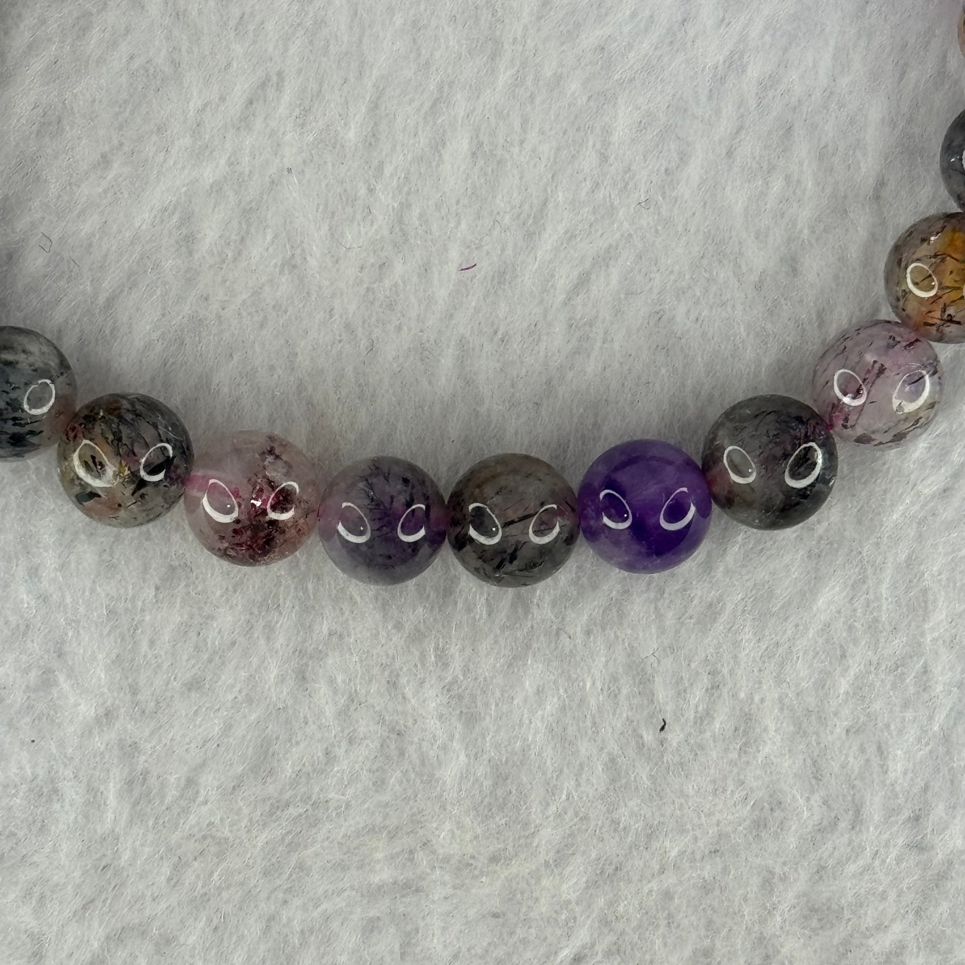 Natural Super 7 Beads Bracelet 15.09g 15cm 7.9mm 25 Beads - Huangs Jadeite and Jewelry Pte Ltd