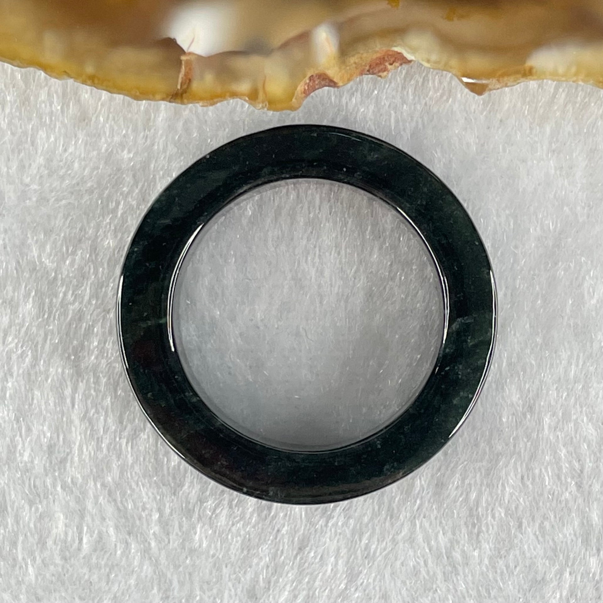 Type A Icy Fully Translucent Black Jadeite Ring 7.54g 7.4 by 4.3mm US10 HK22.3 (Perfect) - Huangs Jadeite and Jewelry Pte Ltd