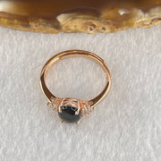 Natural Black Opal in S925 Sliver Rose Gold Color Ring (Adjustable Ring) 1.70g 7.9 by 5.9 by 4.0mm - Huangs Jadeite and Jewelry Pte Ltd