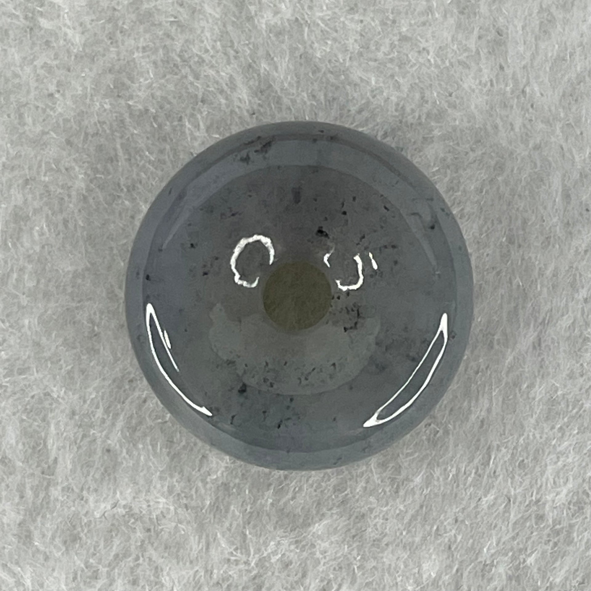 Type A Wuji Grey Jadeite Ping An Kou Donut Charm Pendant 3.33g 16.5 by 5.9mm - Huangs Jadeite and Jewelry Pte Ltd