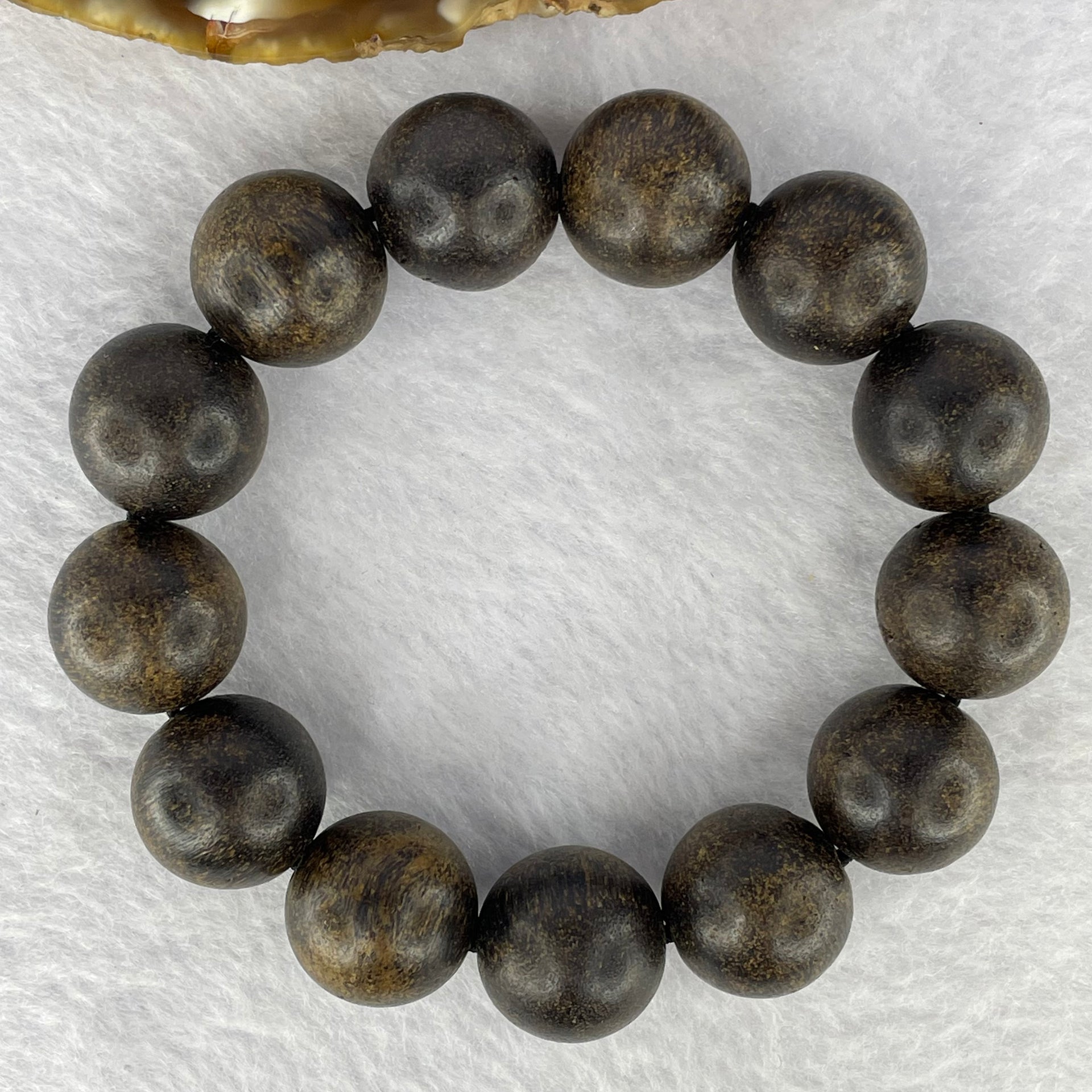 Natural Old Wild Indonesia Agarwood Beads Bracelet (Sinking Type) 天然老野生印尼沉香珠手链 28.94g 16.1 mm 13 Beads - Huangs Jadeite and Jewelry Pte Ltd