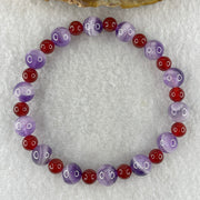 Natural Dreamy Amethyst with Red Agate Beads Bracelet 14.79g 16cm 8.3mm Amethyst 14Beads - Red 6.0mm 14 Beads - Huangs Jadeite and Jewelry Pte Ltd