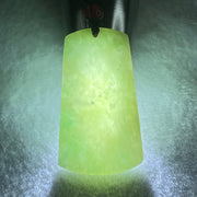 Natural Type A Green Jadeite Wu Shi Pai Pendant 14.53g 43.5 by 25.9 by 4.0mm - Huangs Jadeite and Jewelry Pte Ltd