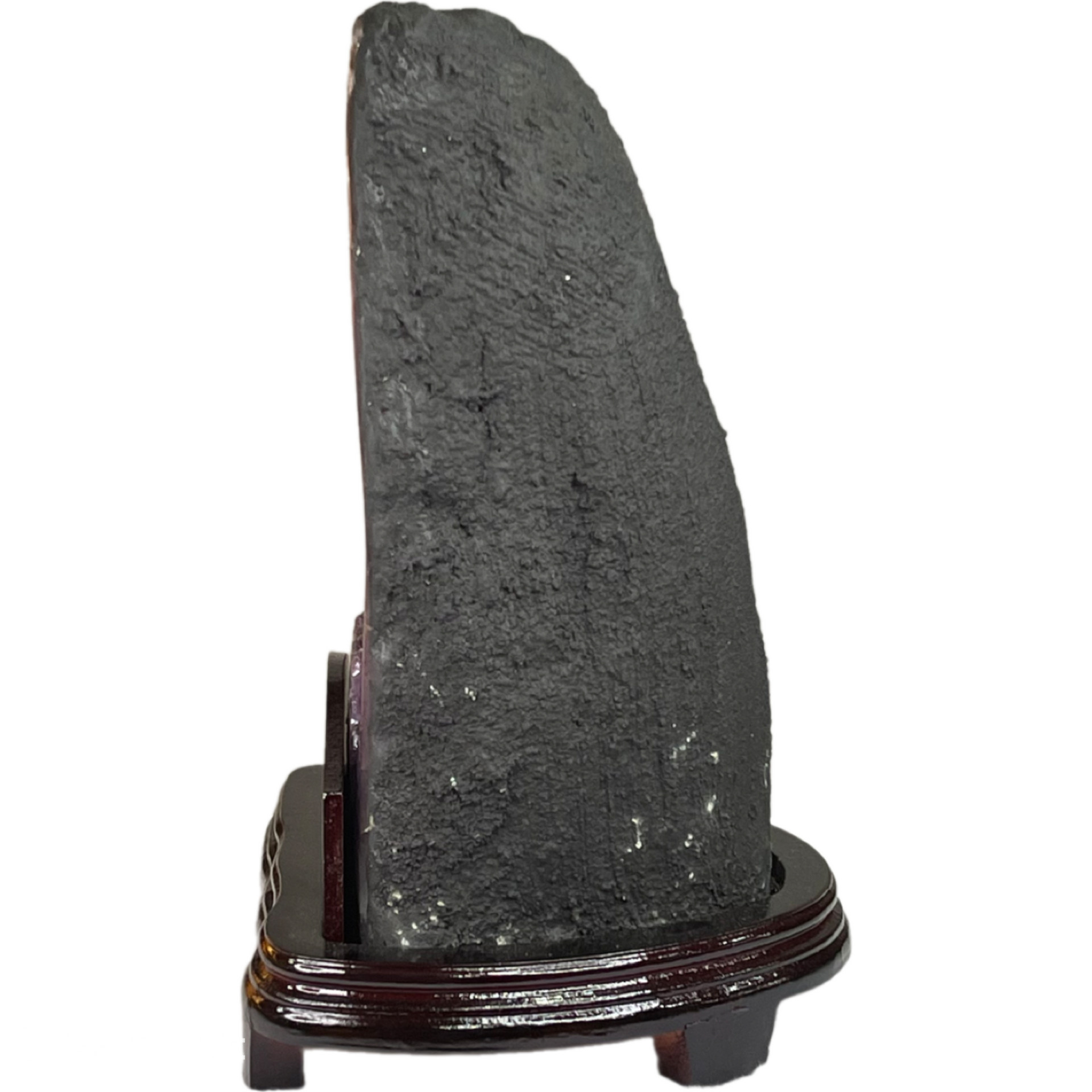 Natural Brazil Amethyst with White Calcite Cave 6.30kg with Wooden Stand 235.0 x 203.0 x 330.0mm - Huangs Jadeite and Jewelry Pte Ltd