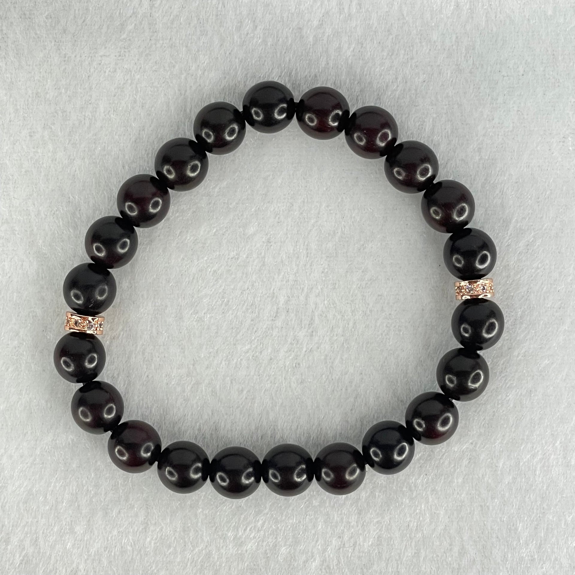 Natural Rosewood Beads Bracelet 8.03g 15.5cm 8.2mm 22 Beads - Huangs Jadeite and Jewelry Pte Ltd