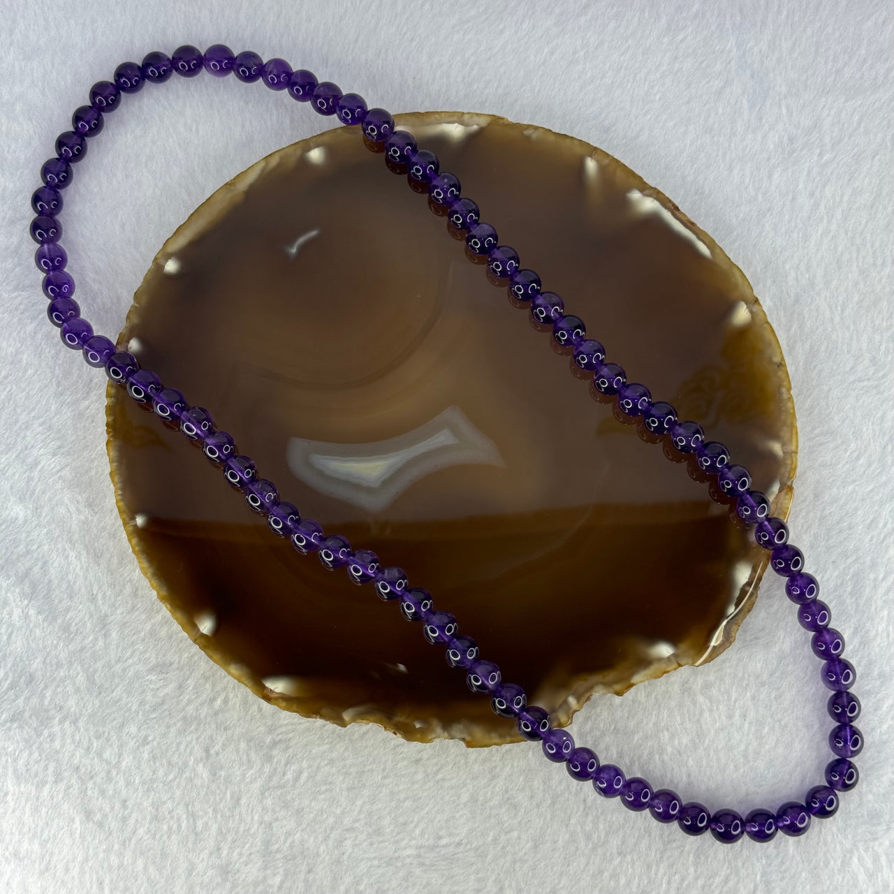 Good Grade Natural Amethyst Necklace 46.18g 53cm 7.8mm 75 Beads - Huangs Jadeite and Jewelry Pte Ltd