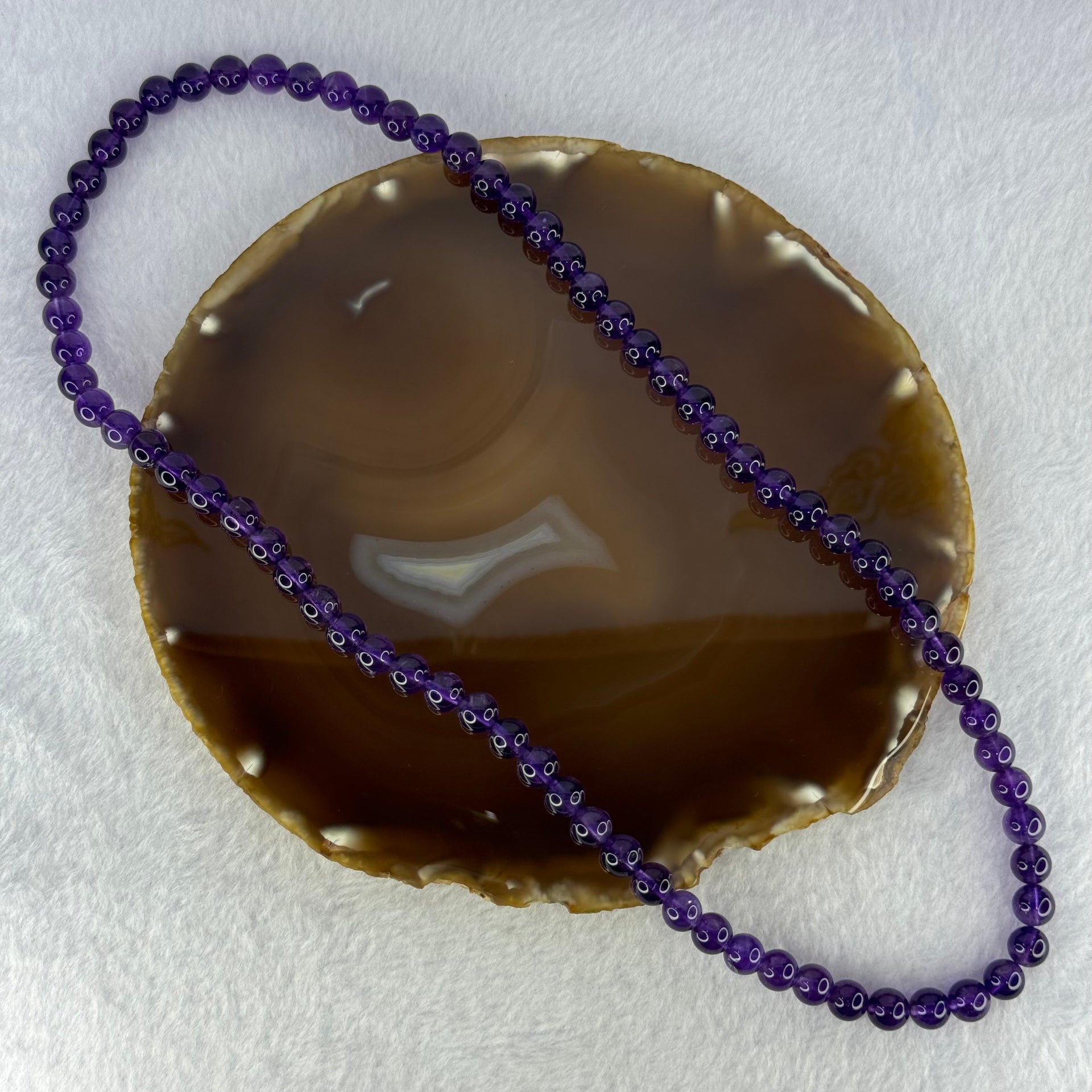 Good Grade Natural Amethyst Necklace 46.18g 53cm 7.8mm 75 Beads - Huangs Jadeite and Jewelry Pte Ltd