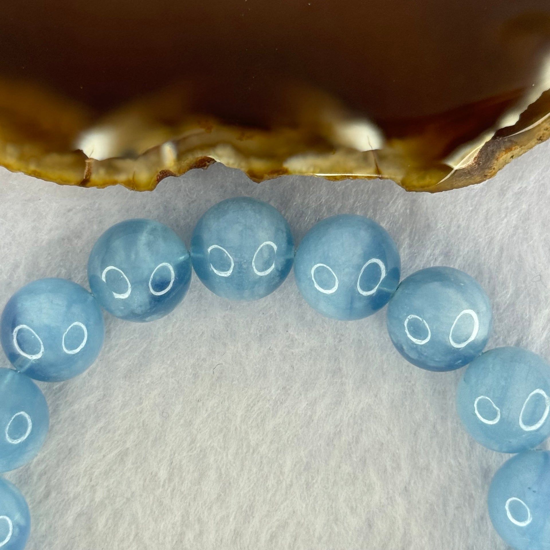 Natural Aquamarine Beads Bracelet 42.45g 18cm 13.2mm 16 Beads - Huangs Jadeite and Jewelry Pte Ltd