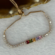 Multi Color Cubic Zirconia Crystals in 14KGF Bracelet (Adjustable Size) 4.9g 5.0 by 4.0 by 2.9mm - Huangs Jadeite and Jewelry Pte Ltd