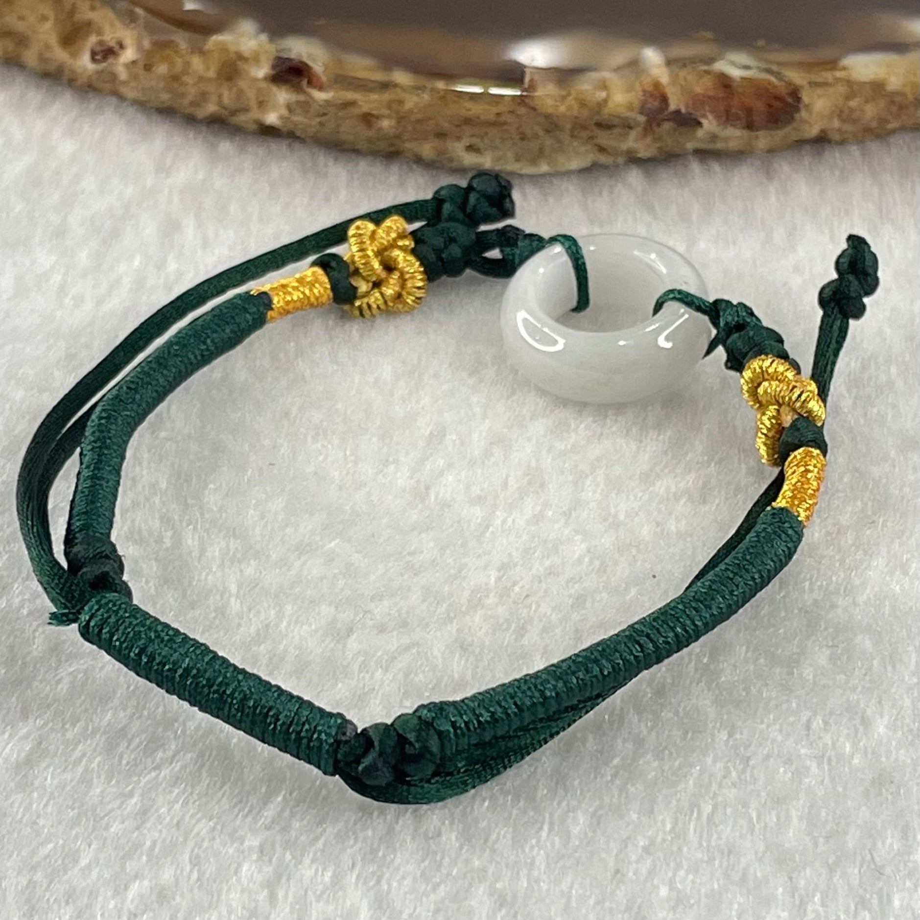 Type A Faint Lavender Jadeite Ping An Kou String Bracelet 2.90g 15.4 by 5.6mm - Huangs Jadeite and Jewelry Pte Ltd