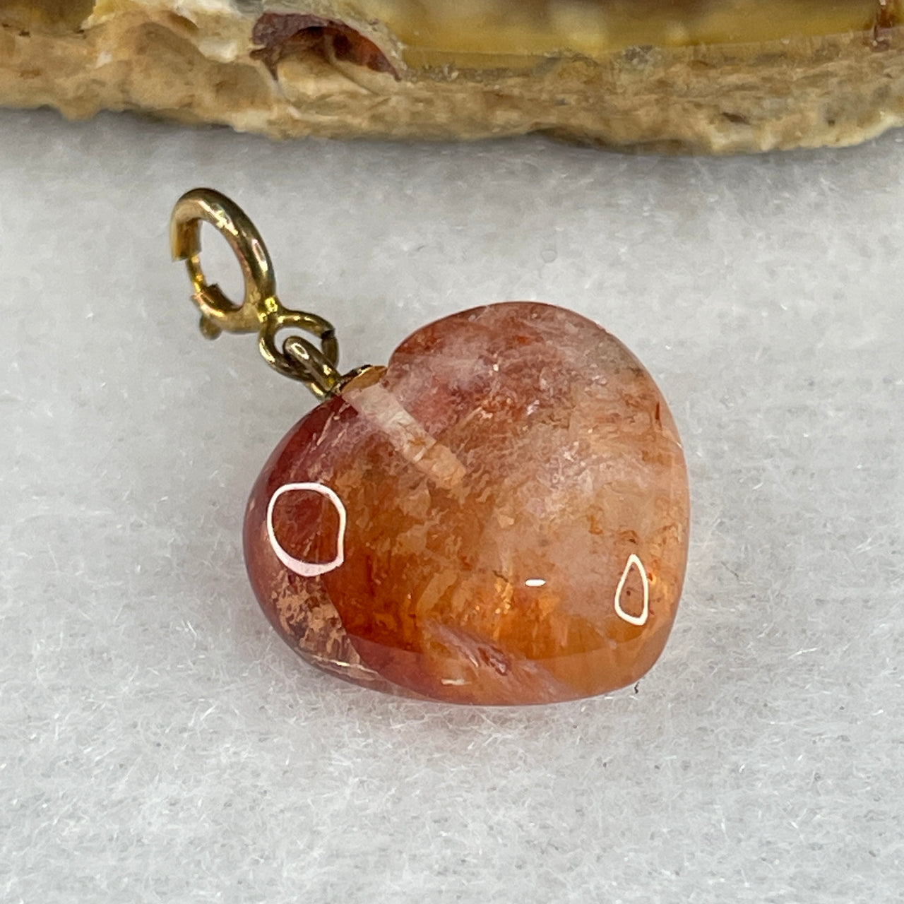 Natural Ferruginous Quartz Heart Shape Charm 1.88g 13.3 by 14.0 by 6.3mm - Huangs Jadeite and Jewelry Pte Ltd