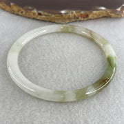 Certified Natural Type A Near White & Yellowish Green Jadeite Bangle | 60.0mm Inner Diameter (19.81g 5.2x6.8mm | External Line | Abundance & Pure Heart Harmony) - Huangs Jadeite and Jewelry Pte Ltd