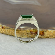 Type A Icy Green Jadeite with Crystals in S925 Sliver Ring (Adjustable Size) 3.54g 11.4 by 6.6 by 2.5mm - Huangs Jadeite and Jewelry Pte Ltd