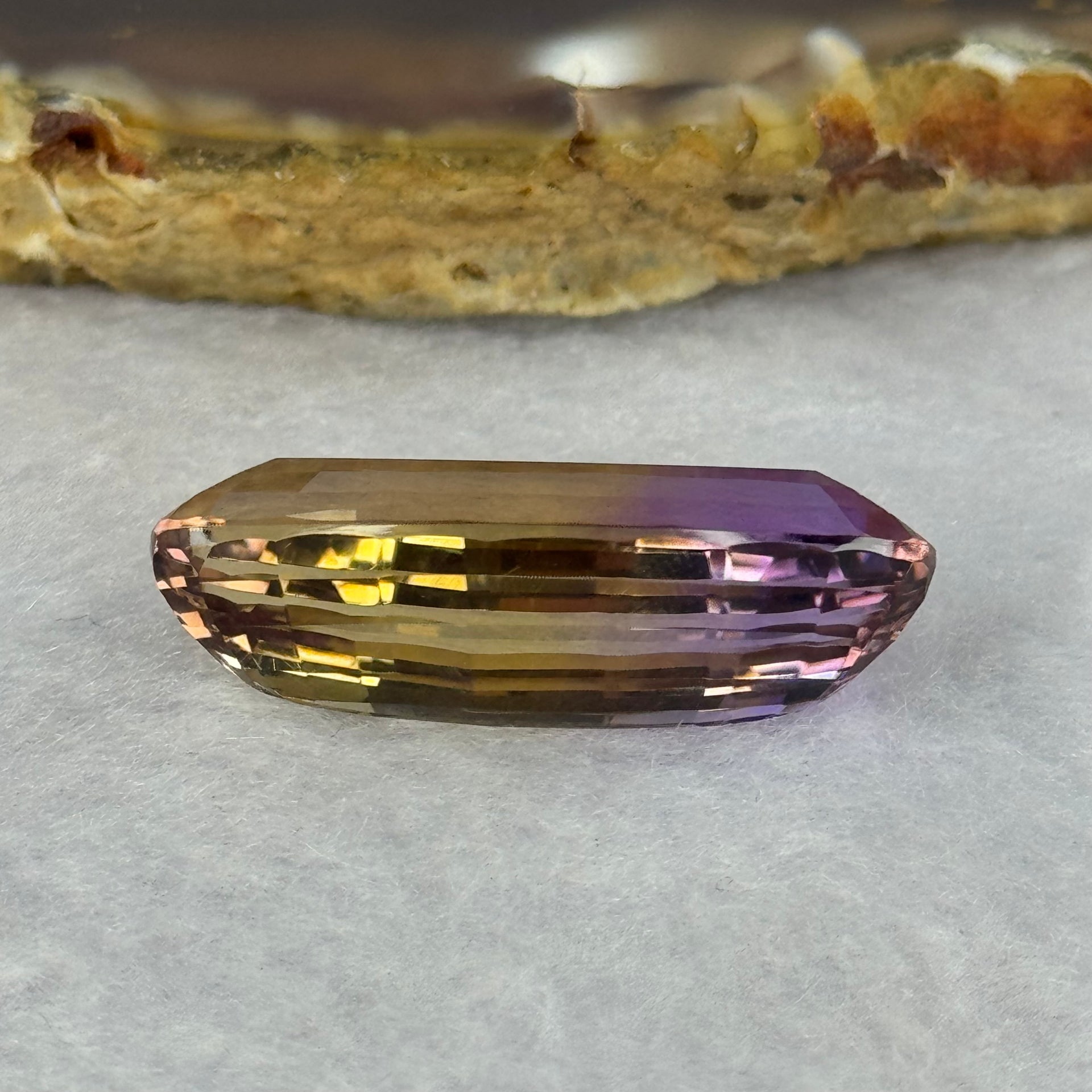 Natural Faceted Ametrine Parallelogram Shape 20.46ct 26.3 by 13.3 by 8.8mm - Huangs Jadeite and Jewelry Pte Ltd