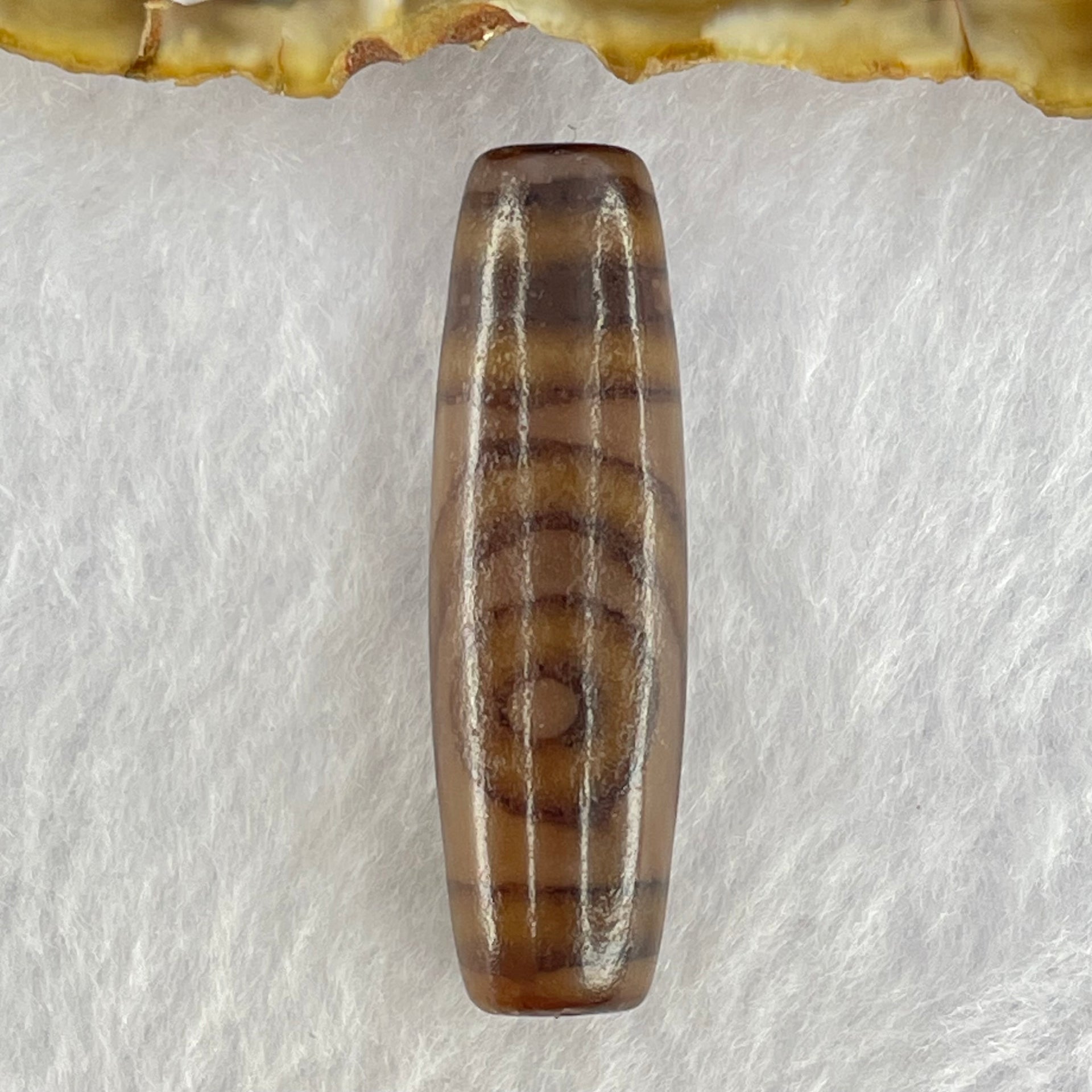 Natural Powerful Tibetan Old Oily Agate 2 Eyes Dzi Bead Heavenly Master (Tian Zhu) 二眼天诛 8.16g 38.9 by 11.6mm - Huangs Jadeite and Jewelry Pte Ltd