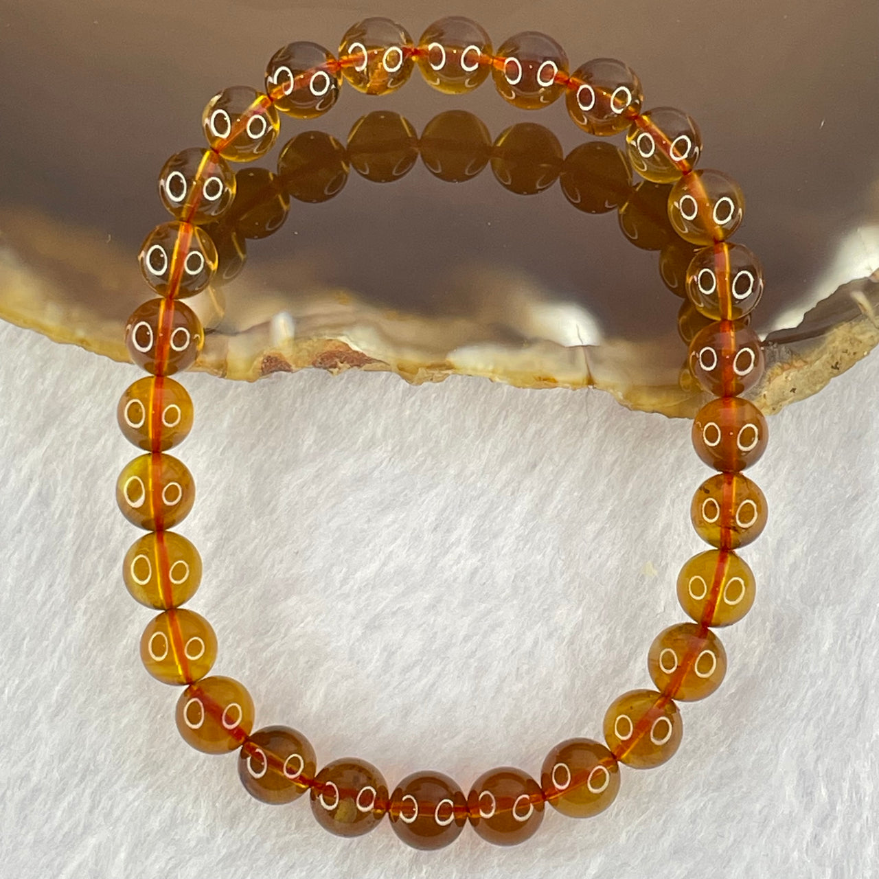 Natural Purple Amber Beads Bracelet 天然紫蜜琥珀手链 3.87g 15cm 6.4mm 28 Beads - Huangs Jadeite and Jewelry Pte Ltd