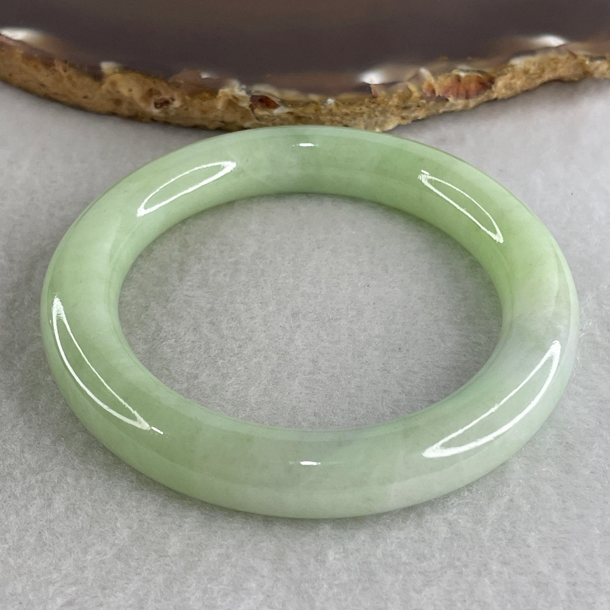 Certified Natural Type A Apple Green Jadeite Full Round Bangle | 52.5mm Inner Diameter (55.06g | 10.5x10.2mm | Heart Chakra Harmony, Serene Vitality & Wealth Shield)(Slight Internal Line)