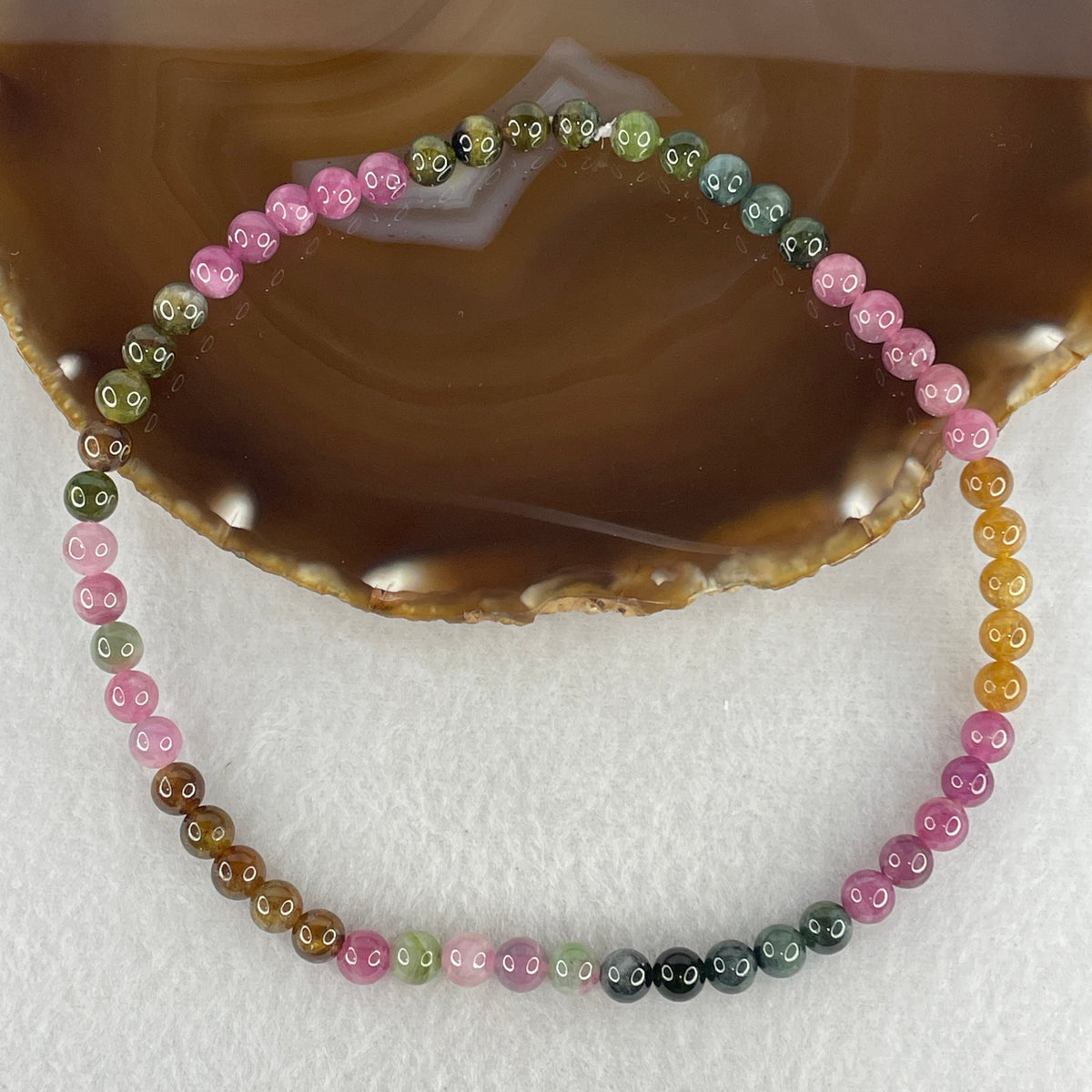 Natural Tourmaline Beads Choker Necklace | 32cm Choker 54 Beads 6.6mm (23.35g | Rainbow Energy Shield, Emotional Balance & Multi-Chakra Alignment)