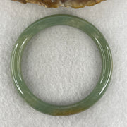 Natural Type A Green with Yellowish Jadeite Full Round Ding Dang Bangle |(24.55g | 50.9mm Inner Diameter | 7.4 x 7.0mm | Close to Perfect | Dual Wealth & Imperial Fortune Anchor, Abundance & Sovereign Bangle) - Huangs Jadeite and Jewelry Pte Ltd