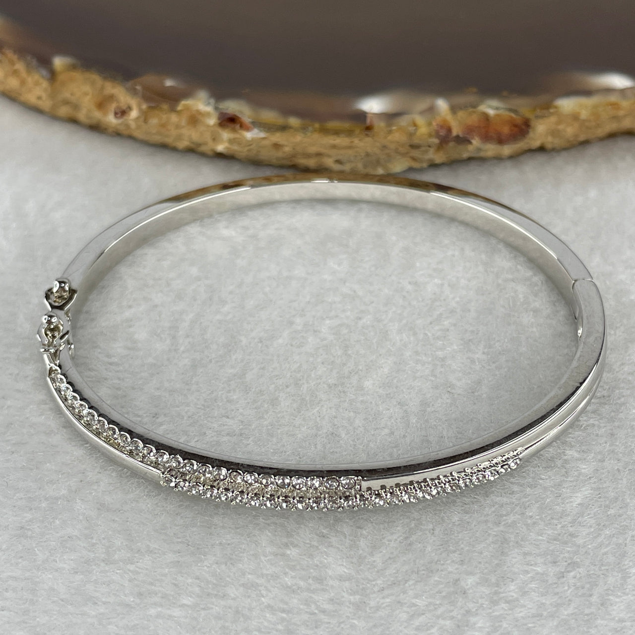57.4mm Moissanite Pavé Bangle in S925 Silver - 14.42g Substantial Round Brilliant Cut Cuff - 4.7x4.4mm Modern Square-Profile Bracelet