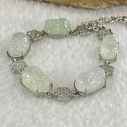 Type A Icy Faint Green and Faint Lavender to Colourless Jadeite 5 Pixiu S925 Silver Bracelet 6.61g 11.1 by 7.8 by 4.8mm - Huangs Jadeite and Jewelry Pte Ltd