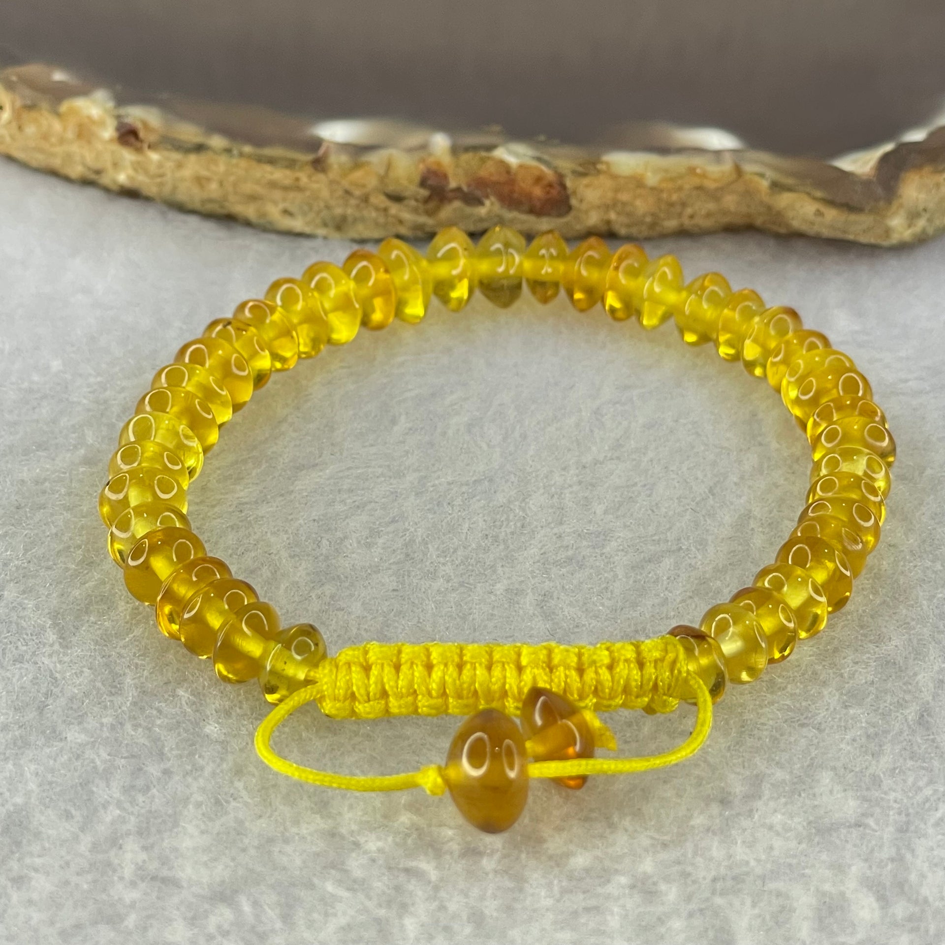 Natural Yellow Amber Beads String Bracelet 3.90g 15cm 6.9mm 41 Beads - Huangs Jadeite and Jewelry Pte Ltd