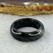 Type A Black Wuji Jadeite Ring 4.19g 7.2 by 3.4mm US8.25 HK18 - Huangs Jadeite and Jewelry Pte Ltd