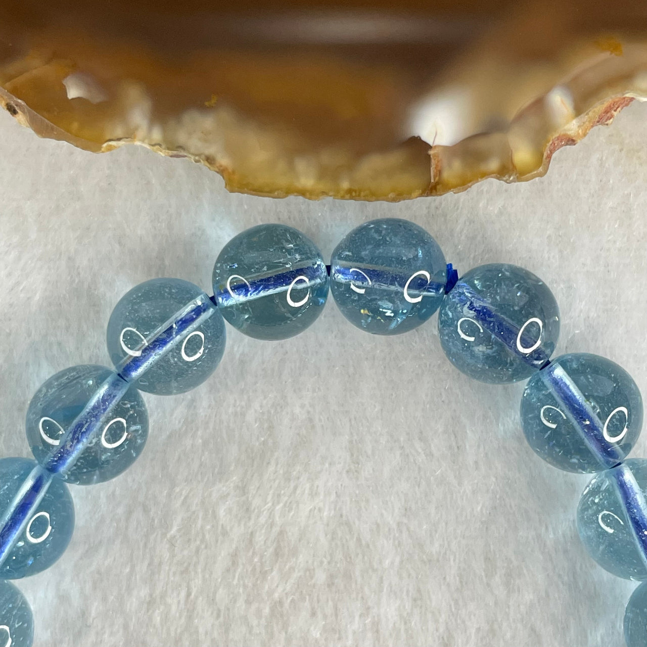 Good Grade Natural Blue Topaz Beads Bracelet 30.85g 16cm 9.4mm 21 Beads - Huangs Jadeite and Jewelry Pte Ltd