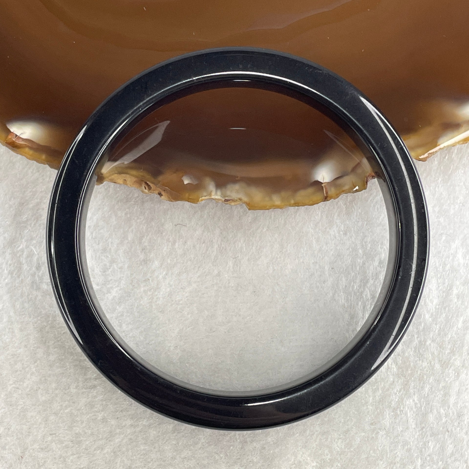 Natural Cats Eye Black Obsidian Bangle 53.73g Inner Diameter 58.3mm 11.6 by 12.2mm (Perfect) - Huangs Jadeite and Jewelry Pte Ltd