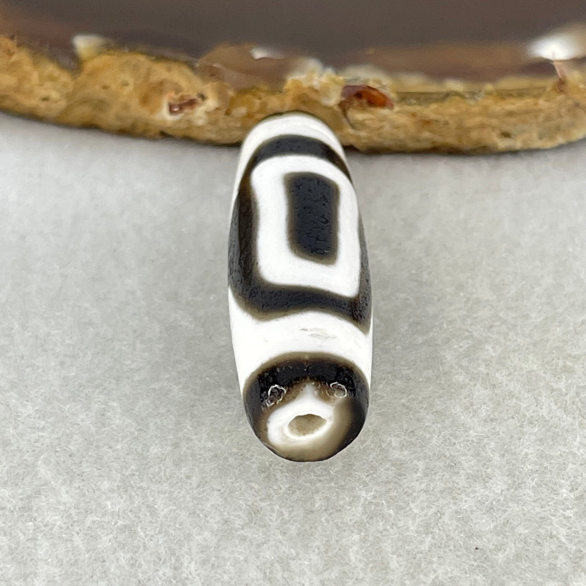 Natural Powerful Tibetan Old Oily Agate 2 Eyed Bead Heavenly Master (Tian Zhu) 7.94g 39.3 by 11.6mm - Huangs Jadeite and Jewelry Pte Ltd