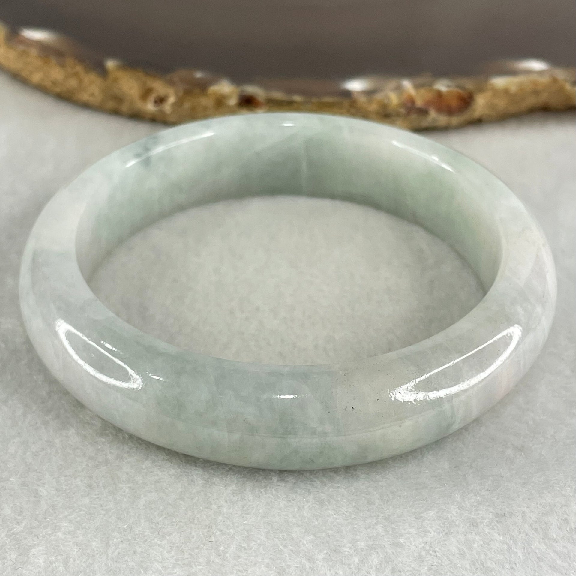 Type A Light Green Light Lavender Jadeite Bangle 65.83g Inner Diameter 57.6mm 13.5 by 9.8mm (Internal Line) - Huangs Jadeite and Jewelry Pte Ltd