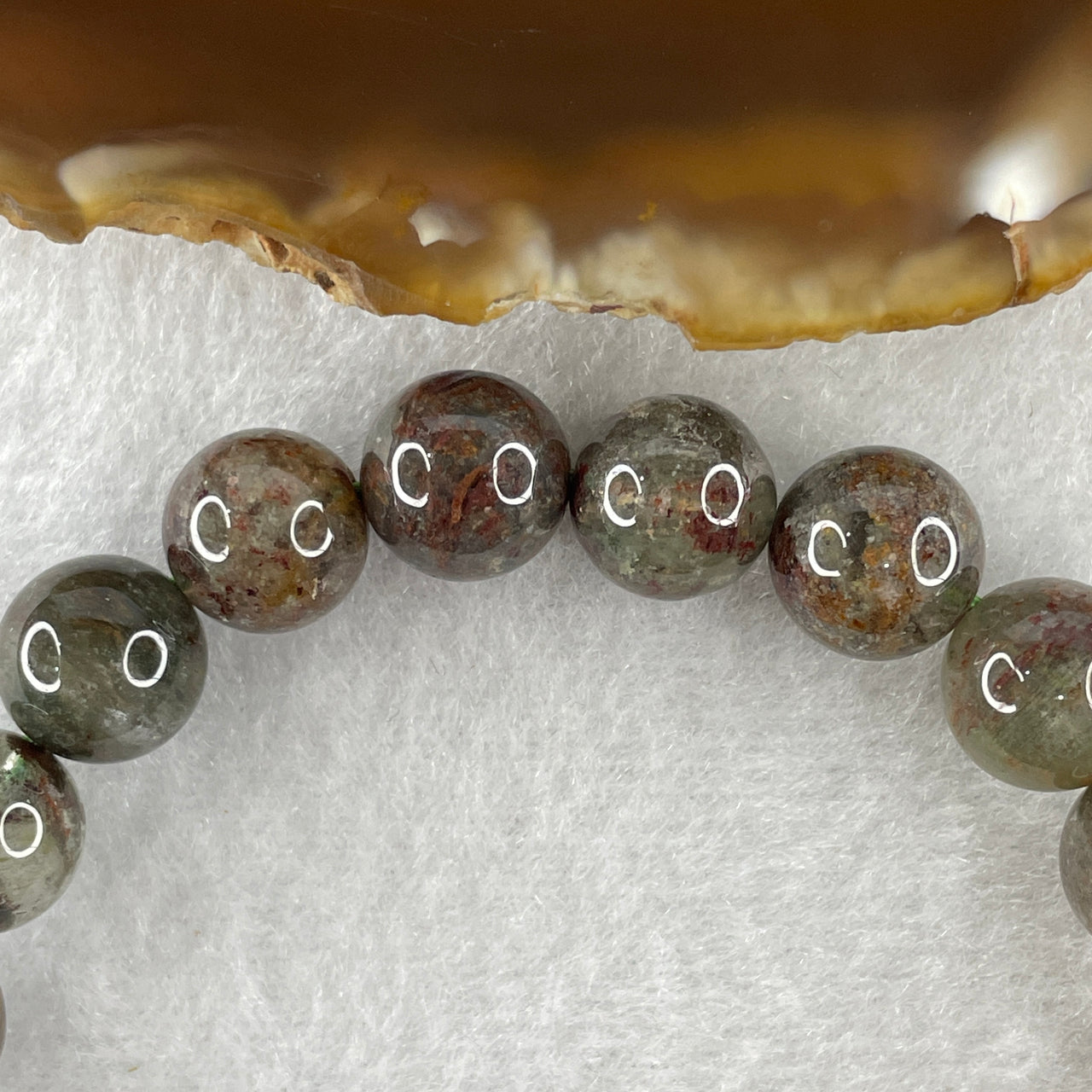 Certified Natural Red with Green Phantom Quartz Beads Bracelet 10.2mm 17cm 21Beads Necklace 7.0 by 14.3mm 44cm 47Beads Set Total Weight 89.10g