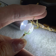 Natural Type A Lavender & Green Jadeite Ping An Kou Gold Accent Bracelet | Peace Disc Adjustable Bracelet (6.55g | 13–21cm | 17.2 x 5.5mm) - Huangs Jadeite and Jewelry Pte Ltd