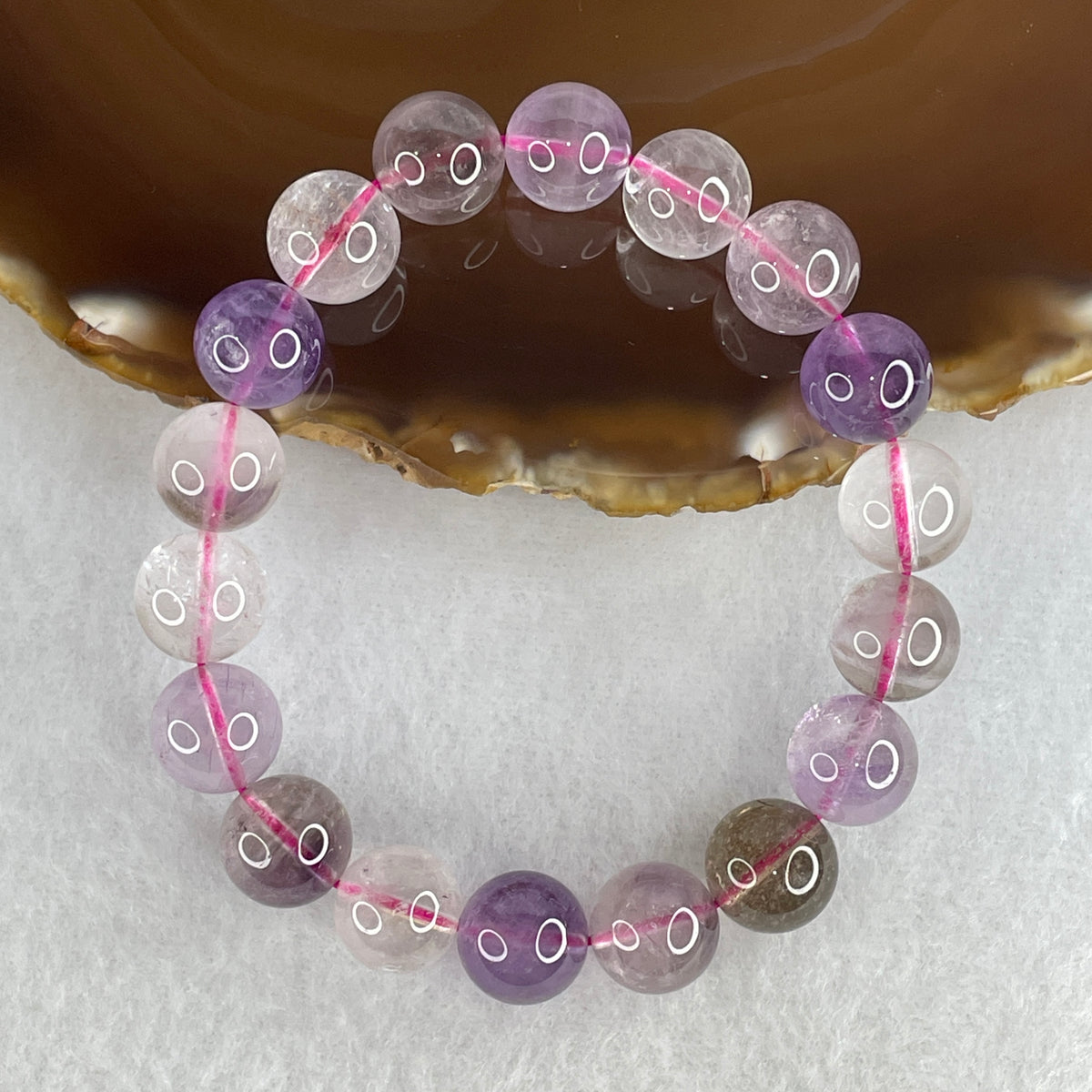 Certified Entry-Grade Natural Super 7 Crystal Beads Bracelet | Bold Statement Showcase Strand | Authentic Sacred Seven Multi-Mineral Inclusions Quartz Spiritual Catalyst & Auric Shield Bracelet (21.50g | 16.5cm Length | 11.3mm | 18 Beads)