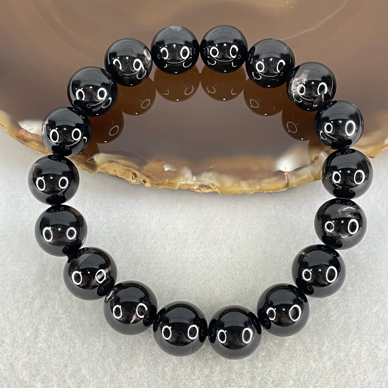 Good Grade Natural Hypersthene Beads  Bracelet 45.13g 17cm 11.4mm 18 Beads - Huangs Jadeite and Jewelry Pte Ltd