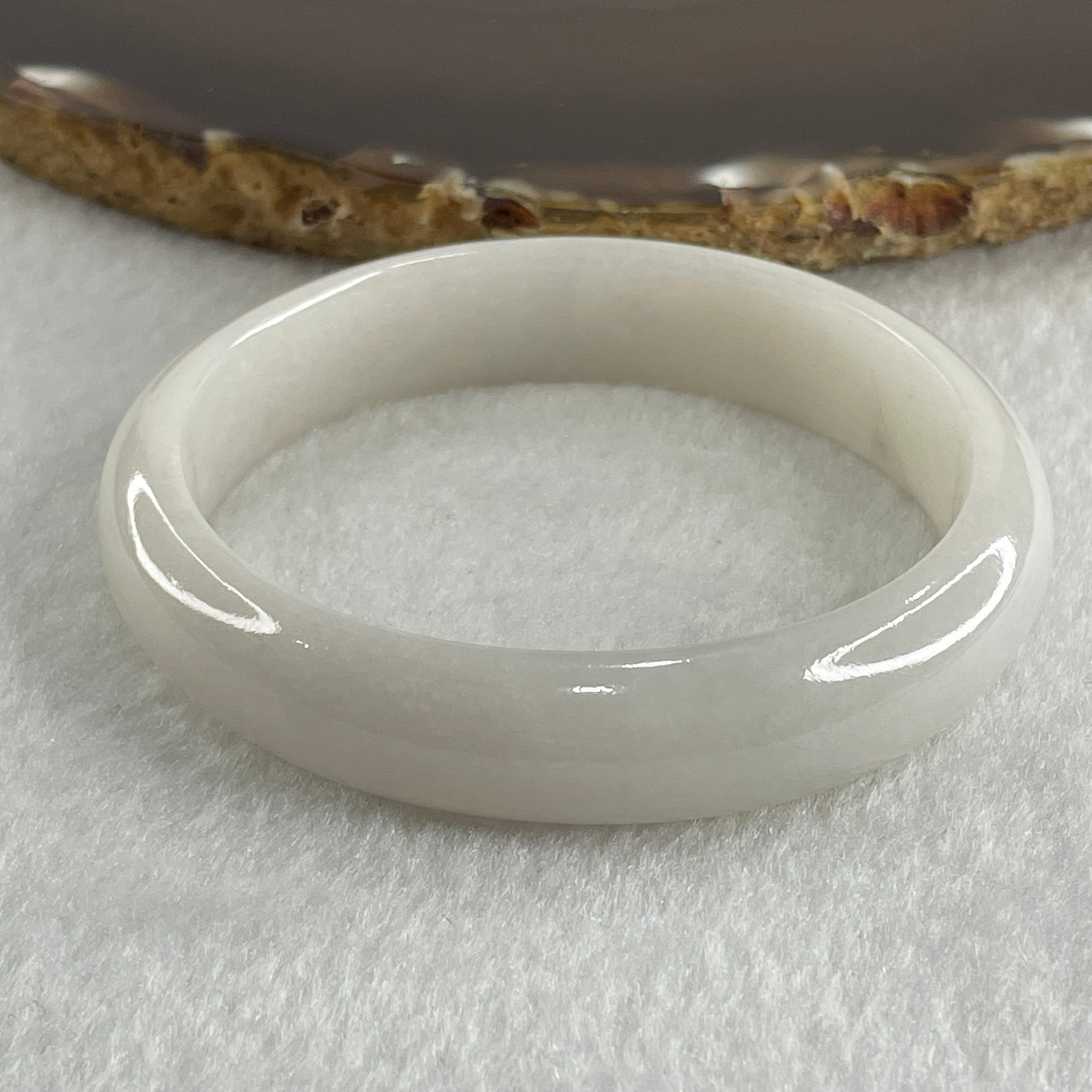 Certified Type A White to Colorless Jadeite Oval Bangle Internal Diameter 53.4mm 40.46g 12.6 by 7.0mm ( Slight Internal Lines ) - Huangs Jadeite and Jewelry Pte Ltd