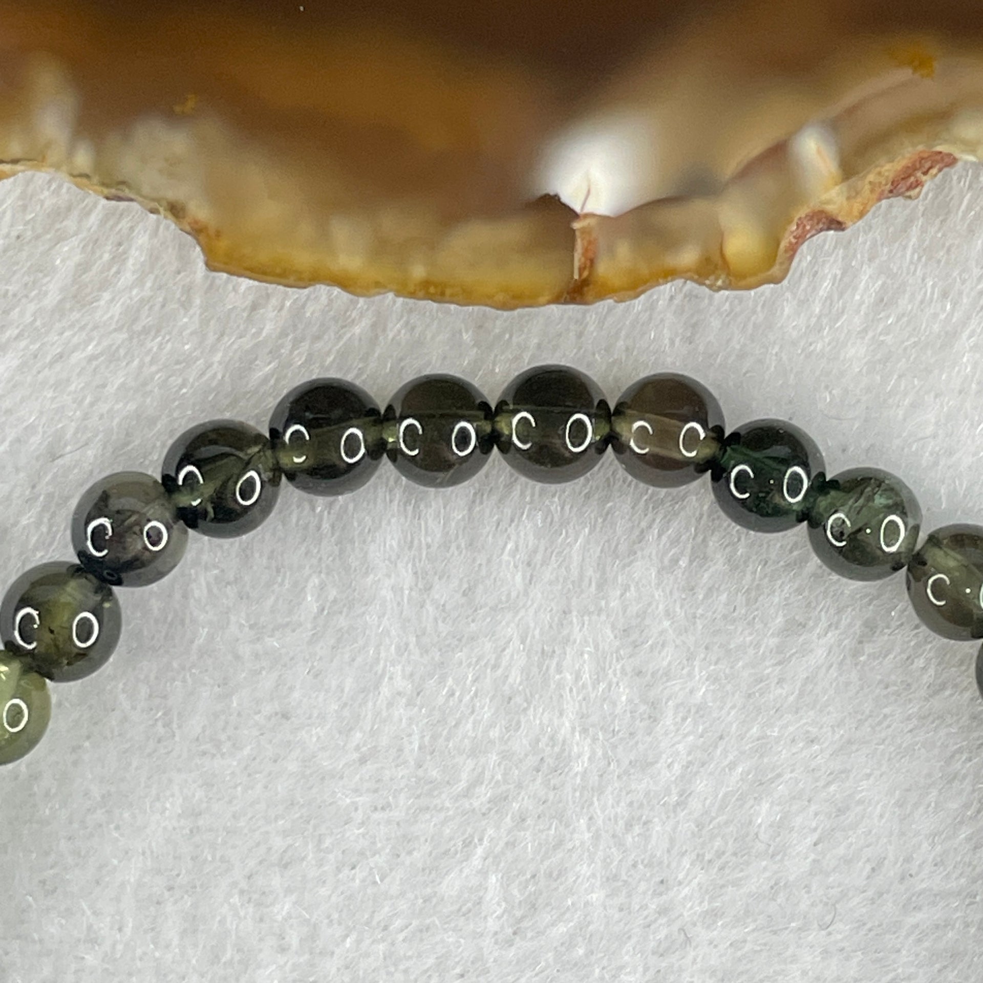 Very Good Grade Natural Green Tourmaline Crystal Bracelet 6.95g 13.5cm 5.2mm 34Beads - Huangs Jadeite and Jewelry Pte Ltd