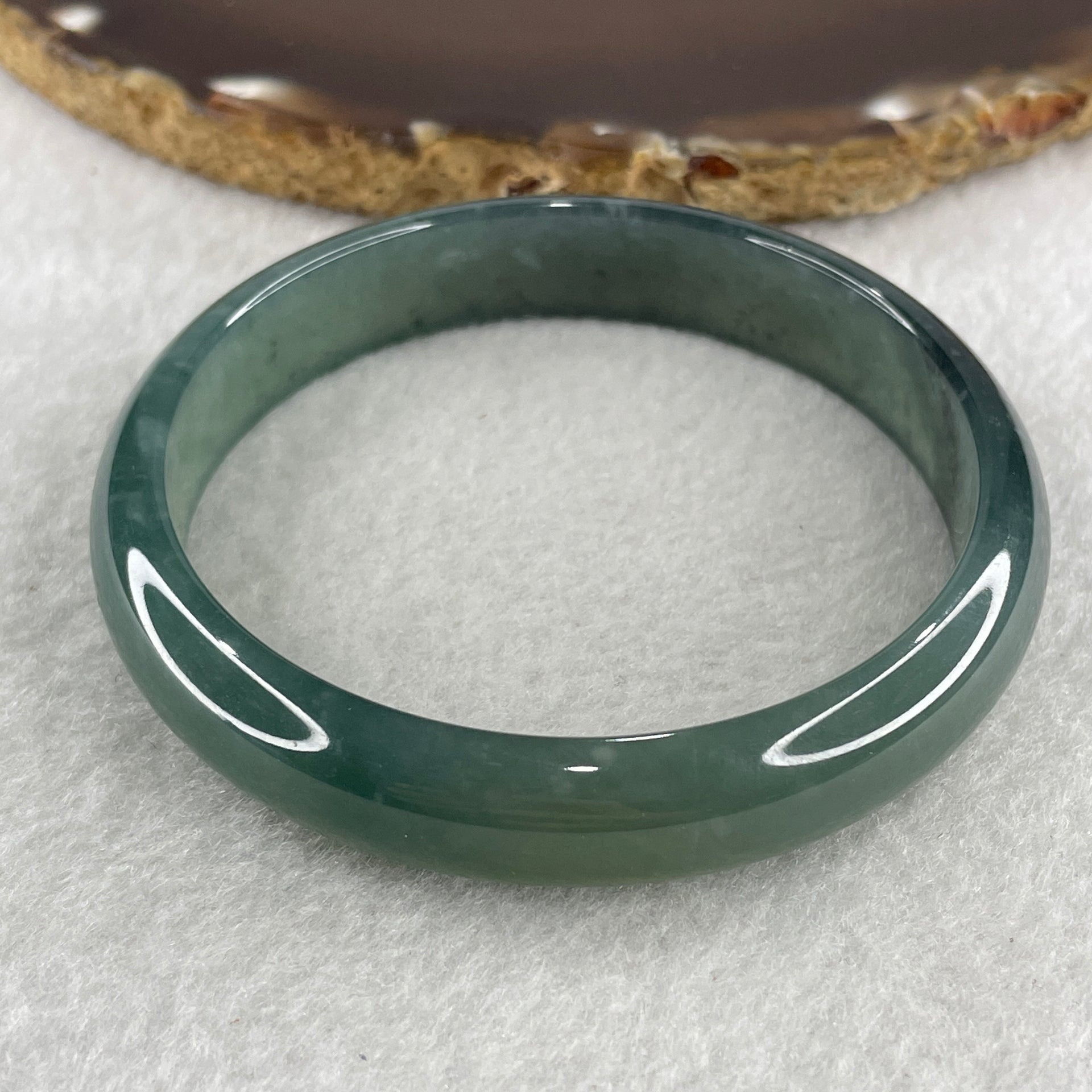 Certified Type A Semi Icy Blueish Green Jadeite Bangle 39.74g inner diameter 59.3mm 12.1 by 6.1mm (Close to Perfect) - Huangs Jadeite and Jewelry Pte Ltd