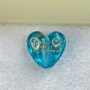Blue Glass Heart with Glitters Charm for Bracelet 2.79g 16.4 by 15.4 by 9.7mm - Huangs Jadeite and Jewelry Pte Ltd