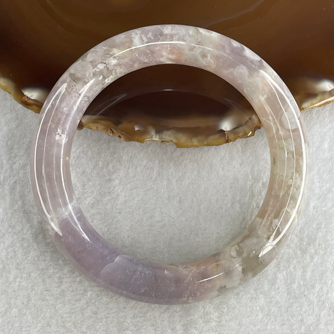 Natural Purple Flower Agate Bangle 58.74g Internal Diameter 57.8mm 12.0 by 11.5mm (Perfect) - Huangs Jadeite and Jewelry Pte Ltd