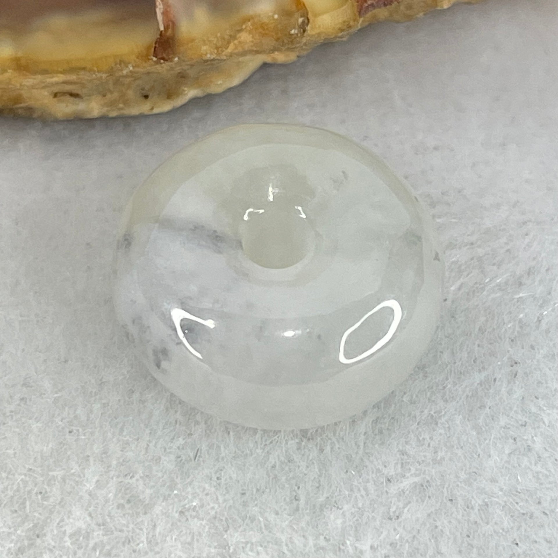 Type A Semi Icy Light Lavender With Wuji Grey Spots Jadeite Ping An Kou Charm/Pendant 2.77g 14.2 by 6.8mm - Huangs Jadeite and Jewelry Pte Ltd