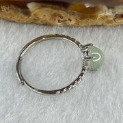 Natural Type A Semi Icy Faint Green Jadeite Oval Shape Cabouchon in S925 Silver Ring (Adjustable Size) 1.57g 7.7 by 6.9 by 5.0mm - Huangs Jadeite and Jewelry Pte Ltd