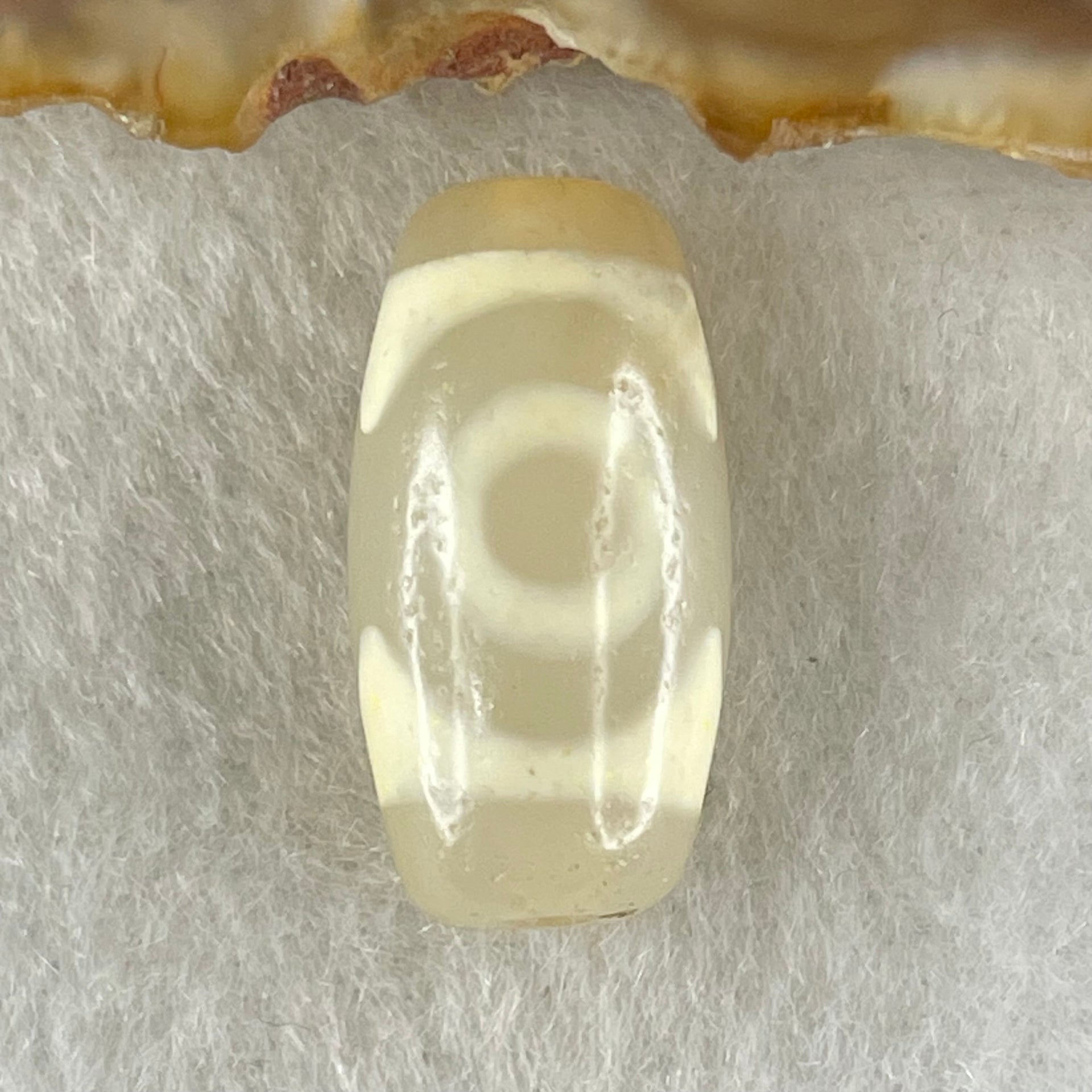 Natural Powerful Tibetan Old Oily Agate 3 Eyes Dzi Bead Heavenly Master (Tian Zhu) 三眼天诛 3.15g 20.0 by 10.5mm - Huangs Jadeite and Jewelry Pte Ltd