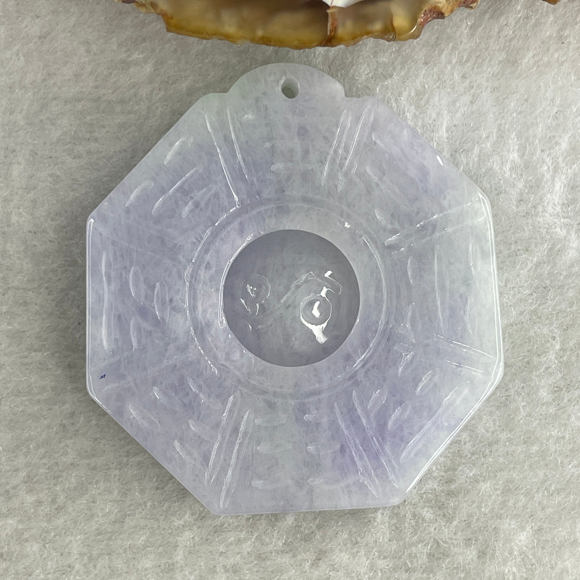 Certified Natural Type A Lavender with Green Spot Jadeite Tai Chi Bagua Pendant 26.65g 43.2 by 40.2 by 6.5mm - Huangs Jadeite and Jewelry Pte Ltd