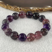 Very Good Grade Natural Blackcurrant Super 7 Beads Bracelet 35.17g 15.5cm 11.8mm 16 Beads - Huangs Jadeite and Jewelry Pte Ltd