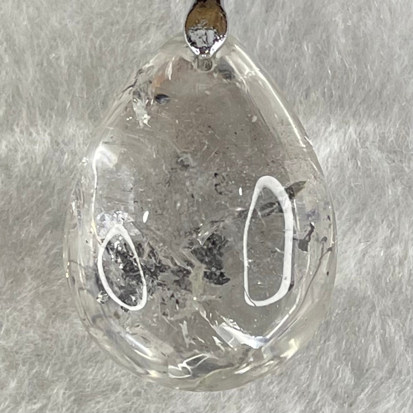 Natural Clear Quartz with Black Tourmaline Teardrop Charm with S925 Sliver Clasps in String Necklace 8.92g 24.4 by 17.9 by 14.5mm - Huangs Jadeite and Jewelry Pte Ltd